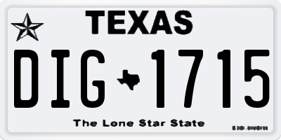 TX license plate DIG1715