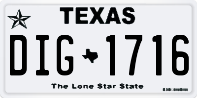 TX license plate DIG1716