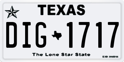 TX license plate DIG1717