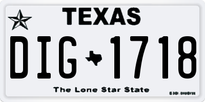 TX license plate DIG1718