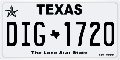 TX license plate DIG1720