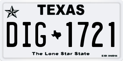 TX license plate DIG1721