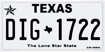 TX license plate DIG1722