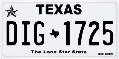 TX license plate DIG1725