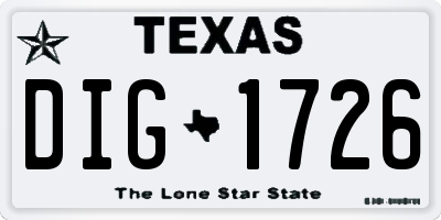 TX license plate DIG1726