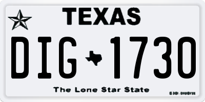 TX license plate DIG1730