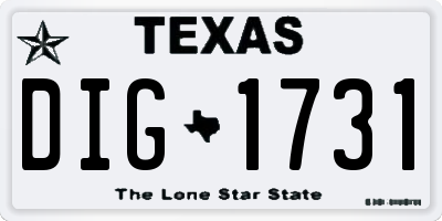 TX license plate DIG1731