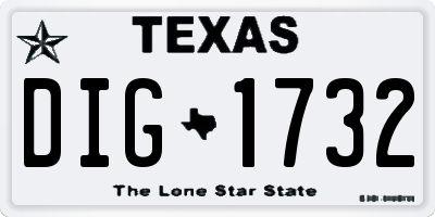TX license plate DIG1732