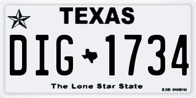 TX license plate DIG1734