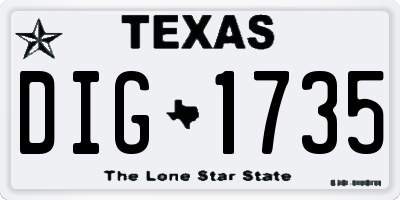 TX license plate DIG1735