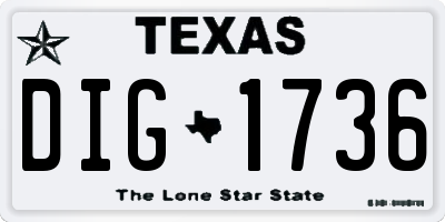 TX license plate DIG1736