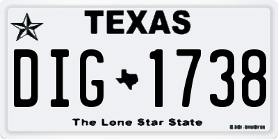 TX license plate DIG1738