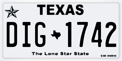 TX license plate DIG1742