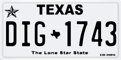 TX license plate DIG1743