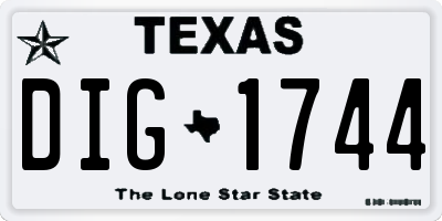 TX license plate DIG1744