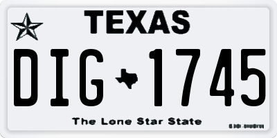 TX license plate DIG1745