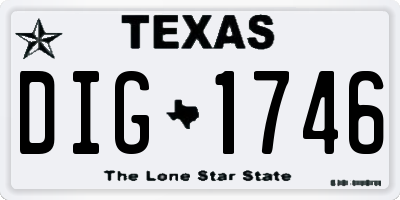 TX license plate DIG1746