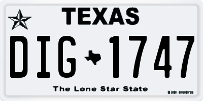 TX license plate DIG1747