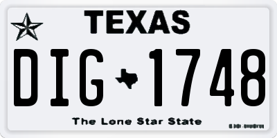 TX license plate DIG1748