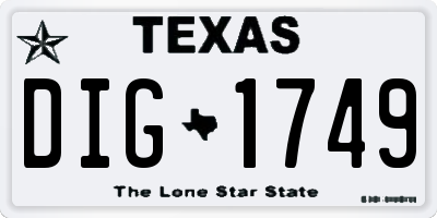 TX license plate DIG1749