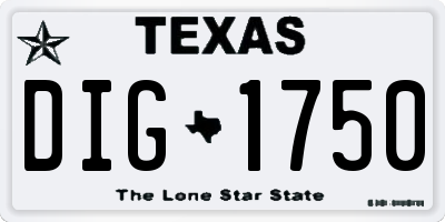 TX license plate DIG1750