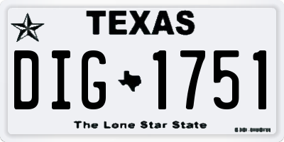 TX license plate DIG1751