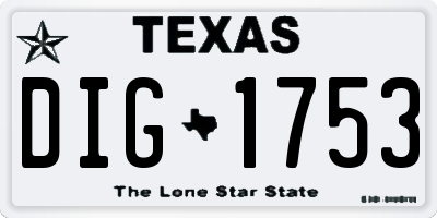 TX license plate DIG1753