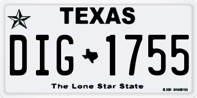 TX license plate DIG1755