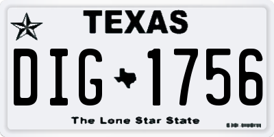 TX license plate DIG1756