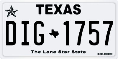 TX license plate DIG1757
