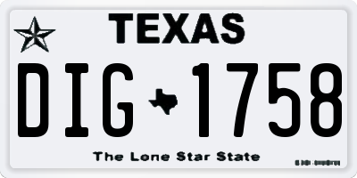 TX license plate DIG1758