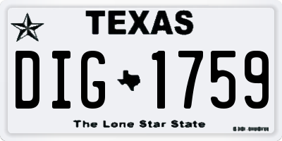 TX license plate DIG1759