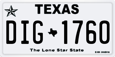 TX license plate DIG1760