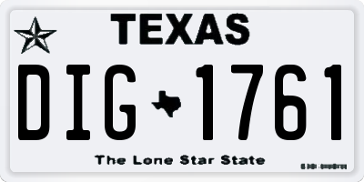 TX license plate DIG1761