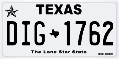 TX license plate DIG1762