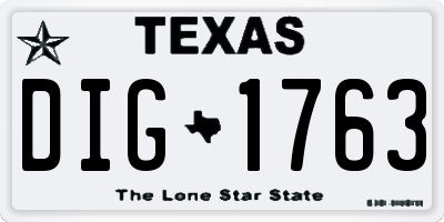 TX license plate DIG1763