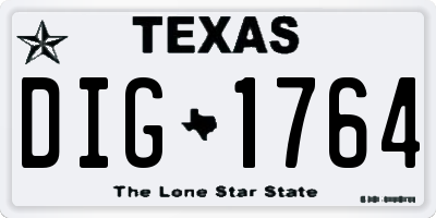 TX license plate DIG1764