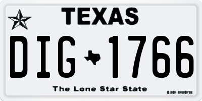 TX license plate DIG1766