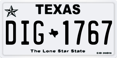 TX license plate DIG1767