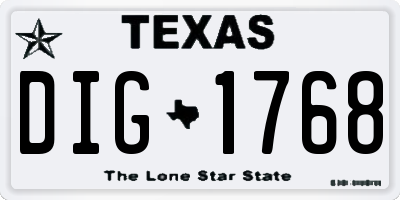 TX license plate DIG1768