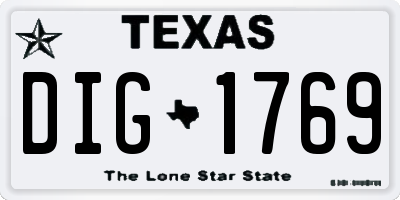 TX license plate DIG1769