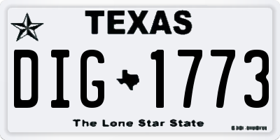 TX license plate DIG1773