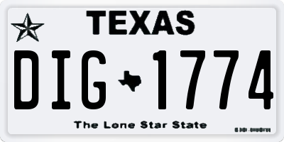 TX license plate DIG1774