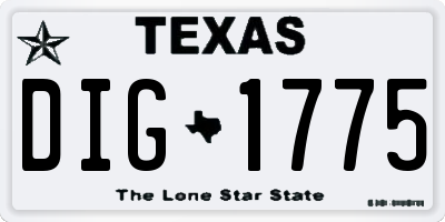 TX license plate DIG1775