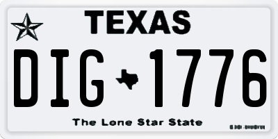 TX license plate DIG1776