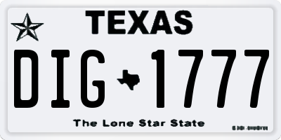 TX license plate DIG1777