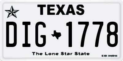 TX license plate DIG1778