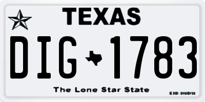 TX license plate DIG1783