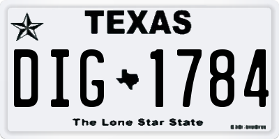 TX license plate DIG1784