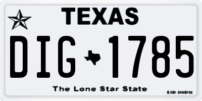 TX license plate DIG1785